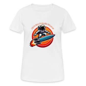 Surfing the Solar Winds Tee - Frauen T-Shirt atmungsaktiv - Weiß - Vorne - AI Model Female 172 dark (172cm)