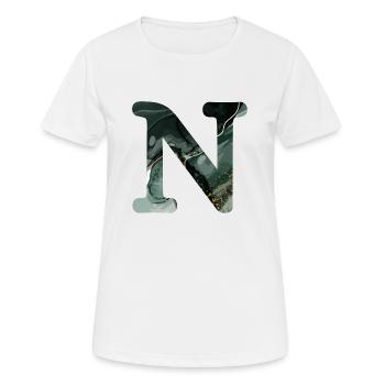 Lettre n marbré vert - T-shirt respirant Femme - blanc - Devant - AI Model Female 172 dark (172cm)