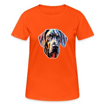 Danish Great Dane psychedelic - Women's Breathable T-Shirt - neon orange - Front - AI Model Female 172 dark (172cm)