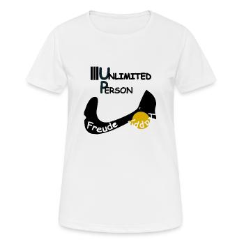 Freude & Happy - Frauen T-Shirt atmungsaktiv - Weiß - Vorne - AI Model Female 172 dark (172cm)