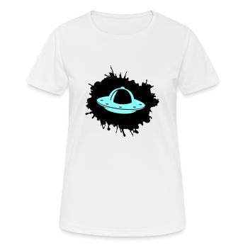 Ufo Klecks - Frauen T-Shirt atmungsaktiv - Weiß - Vorne - AI Model Female 172 dark (172cm)
