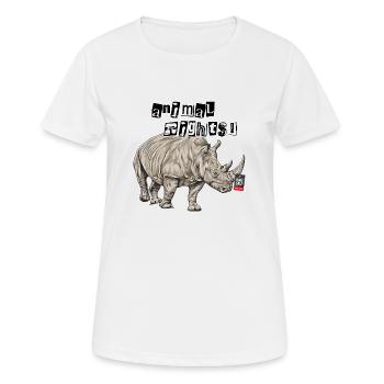 Animal Rights // Nashorn - Frauen T-Shirt atmungsaktiv - Weiß - Vorne - AI Model Female 172 dark (172cm)