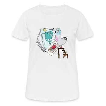 Boom Pigeon Fin Du Monde Première Frappe Dessin Animé - T-shirt respirant Femme - blanc - Devant - AI Model Female 172 dark (172cm)