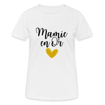 Mamie en Or idée cadeau pour grand mère - T-shirt respirant Femme - blanc - Devant - AI Model Female 172 dark (172cm)