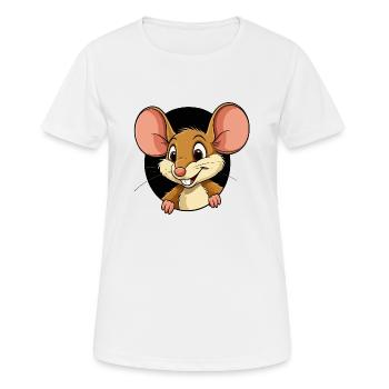 Maus kommt aus dem Loch - Frauen T-Shirt atmungsaktiv - Weiß - Vorne - AI Model Female 172 dark (172cm)