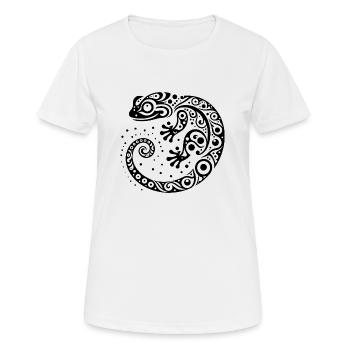 Gecko tribal - T-shirt respirant Femme - blanc - Devant - AI Model Female 172 dark (172cm)