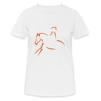 Westernpferd - Frauen T-Shirt atmungsaktiv - Weiß - Vorne - AI Model Female 172 dark (172cm)