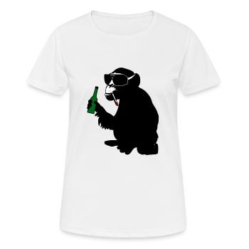 singe avec une bouteille de bière - T-shirt respirant Femme - blanc - Devant - AI Model Female 172 dark (172cm)