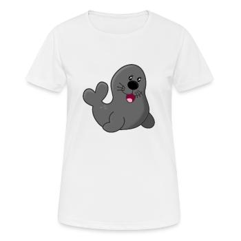 Seehund - Frauen T-Shirt atmungsaktiv - Weiß - Vorne - AI Model Female 172 dark (172cm)