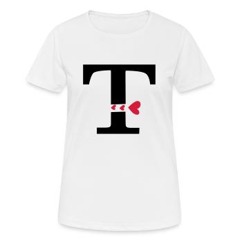 Capital lettre T avec des coeurs - T-shirt respirant Femme - blanc - Devant - AI Model Female 172 dark (172cm)