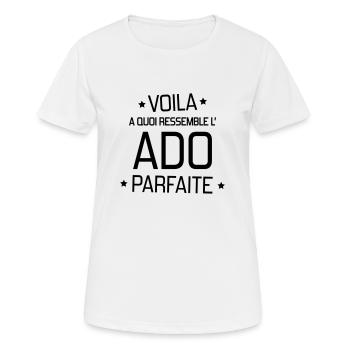 adolescent / enfant / ado / adolescente - T-shirt respirant Femme - blanc - Devant - AI Model Female 172 dark (172cm)