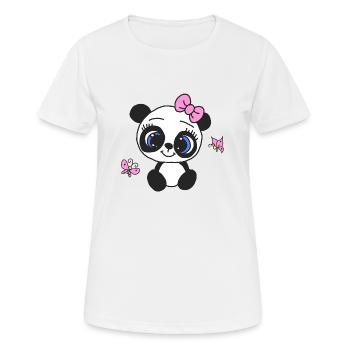 Weiblicher Panda mit Schmetterlingen - Frauen T-Shirt atmungsaktiv - Weiß - Vorne - AI Model Female 172 dark (172cm)