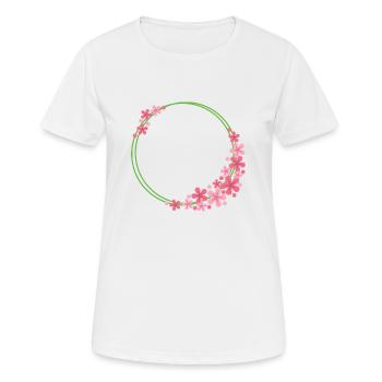 Blumen Rahmen Rund - Frauen T-Shirt atmungsaktiv - Weiß - Vorne - AI Model Female 172 dark (172cm)