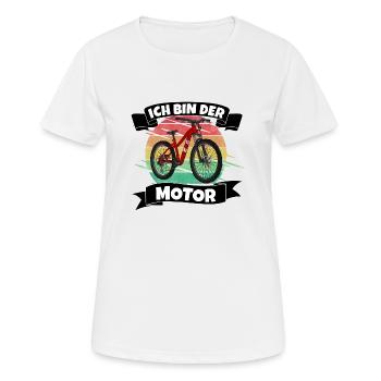 Fahrrad Ich bin der Motor kein E-Bike - Frauen T-Shirt atmungsaktiv - Weiß - Vorne - AI Model Female 172 dark (172cm)