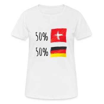 Moitié suisse / Moitié allemand - T-shirt respirant Femme - blanc - Devant - AI Model Female 172 dark (172cm)