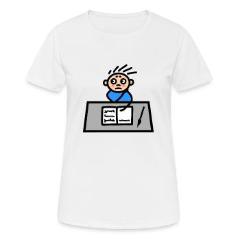Junge Schreibtisch - Lernen Schule Hausaufgaben - Frauen T-Shirt atmungsaktiv - Weiß - Vorne - AI Model Female 172 dark (172cm)
