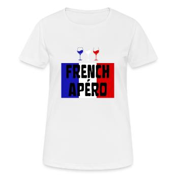 FRENCH APÉRO Vin Français bleu blanc et rouge - T-shirt respirant Femme - blanc - Devant - AI Model Female 172 dark (172cm)