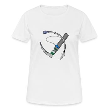Cartoon endotracheal tube and Laryngoscope - Women's Breathable T-Shirt - white - Front - AI Model Female 172 dark (172cm)