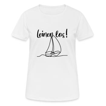 Leinen los - Segelboot und Seglerspruch - Frauen T-Shirt atmungsaktiv - Weiß - Vorne - AI Model Female 172 dark (172cm)