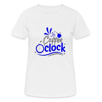 It's Coffee o clock Kaffee Uhr Uhrzeit - Frauen T-Shirt atmungsaktiv - Weiß - Vorne - AI Model Female 172 dark (172cm)