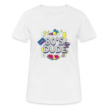 80èr DUDE - Frauen T-Shirt atmungsaktiv - Weiß - Vorne - AI Model Female 172 dark (172cm)
