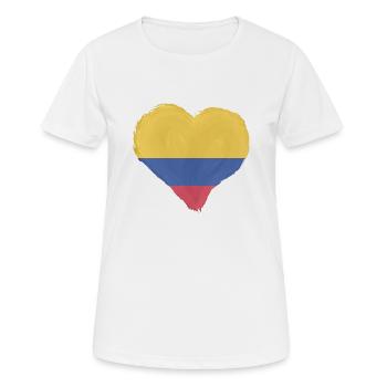 Kolumbien Flagge Herz Kolumbianische Fahne - Frauen T-Shirt atmungsaktiv - Weiß - Vorne - AI Model Female 172 dark (172cm)