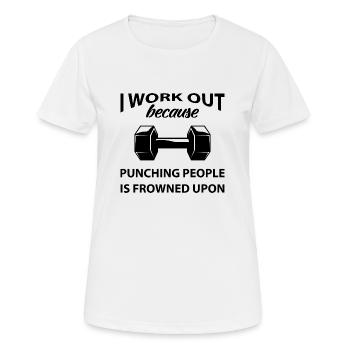 Ich mache Krafttraining. Lustiges Fitness-Geschenk - Frauen T-Shirt atmungsaktiv - Weiß - Vorne - AI Model Female 172 dark (172cm)