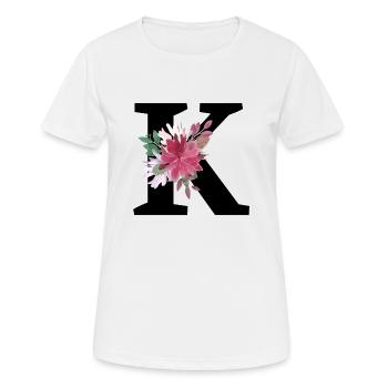 Buchstabe k blumig - Frauen T-Shirt atmungsaktiv - Weiß - Vorne - AI Model Female 172 dark (172cm)