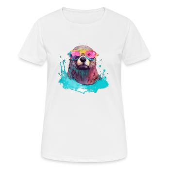 Nini der bebrillte Otter - Frauen T-Shirt atmungsaktiv - Weiß - Vorne - AI Model Female 172 dark (172cm)