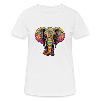 Farbenfroher Elefanten-Traum im Mandala Stil - Frauen T-Shirt atmungsaktiv - Weiß - Vorne - AI Model Female 172 dark (172cm)