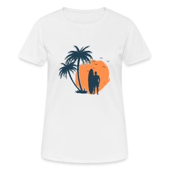Surfeur palmier plage 1 - T-shirt respirant Femme - blanc - Devant - AI Model Female 172 dark (172cm)