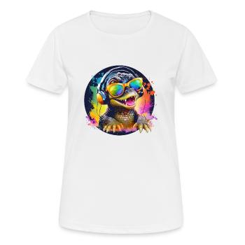Cool Baby Crocodile avec casque cadeau DJ Crocodile - T-shirt respirant Femme - blanc - Devant - AI Model Female 172 dark (172cm)