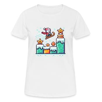 Pixel Winter Wonderland : le pays des neiges rétro du jeu - T-shirt respirant Femme - blanc - Devant - AI Model Female 172 dark (172cm)
