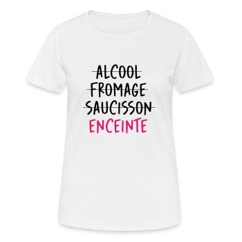 Alcool Fromage Saucisson ? Non Enceinte ! - T-shirt respirant Femme - blanc - Devant - AI Model Female 172 dark (172cm)