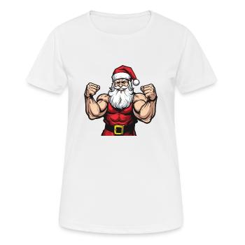 Santa Claus Muscles Gym Santa - Women's Breathable T-Shirt - white - Front - AI Model Female 172 dark (172cm)