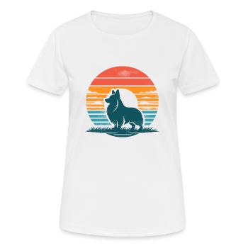 Corgi Vintage Sunset - Frauen T-Shirt atmungsaktiv - Weiß - Vorne - AI Model Female 172 dark (172cm)