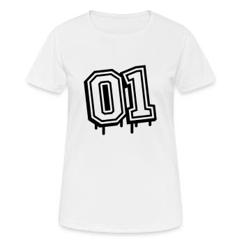 01 eins nummer - Frauen T-Shirt atmungsaktiv - Weiß - Vorne - AI Model Female 172 dark (172cm)