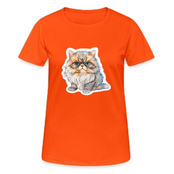 Persian cat chubby - Women's Breathable T-Shirt - neon orange - Front - AI Model Female 172 dark (172cm)
