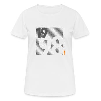 Fabriqué en 1998 Rétro moderniste Design Cadeau d’anniversaire - T-shirt respirant Femme - blanc - Devant - AI Model Female 172 dark (172cm)
