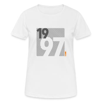 Fabriqué en 1997 Rétro moderniste Design Cadeau d’anniversaire - T-shirt respirant Femme - blanc - Devant - AI Model Female 172 dark (172cm)