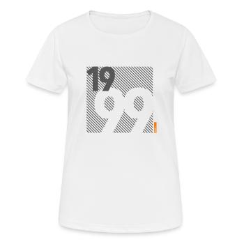 Fabriqué en 1999 Rétro moderniste Design Cadeau d’anniversaire - T-shirt respirant Femme - blanc - Devant - AI Model Female 172 dark (172cm)