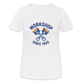 Mechanic Shop - Car - Women's Breathable T-Shirt - white - Front - AI Model Female 172 dark (172cm)