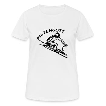 Pistengott (1) einfarbig - Frauen T-Shirt atmungsaktiv - Weiß - Vorne - AI Model Female 172 dark (172cm)