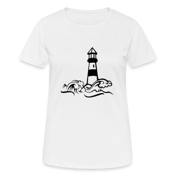 leuchtturm sturm welle - Frauen T-Shirt atmungsaktiv - Weiß - Vorne - AI Model Female 172 dark (172cm)