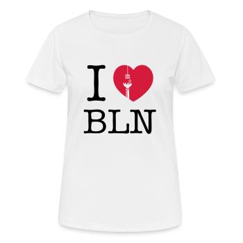I HEART BERLIN - I LOVE BERLIN - FERNSEHTURM - TV - Frauen T-Shirt atmungsaktiv - Weiß - Vorne - AI Model Female 172 dark (172cm)