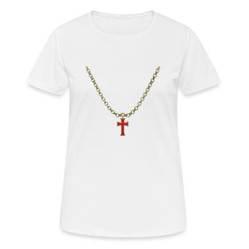 Kreuz Kette - Frauen T-Shirt atmungsaktiv - Weiß - Vorne - AI Model Female 172 dark (172cm)