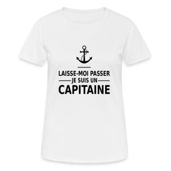 laisse-moi passer je suis un capitaine - T-shirt respirant Femme - blanc - Devant - AI Model Female 172 dark (172cm)