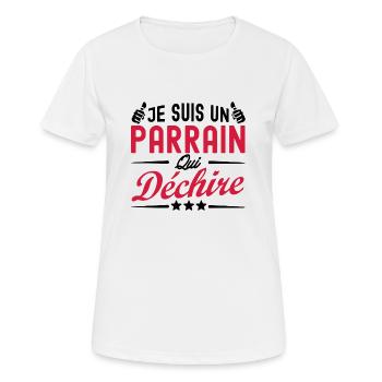 Je suis un parrain qui déchire / humour parrain - T-shirt respirant Femme - blanc - Devant - AI Model Female 172 dark (172cm)