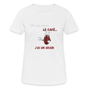 Grain de café ou grain de folie - T-shirt respirant Femme - blanc - Devant - AI Model Female 172 dark (172cm)