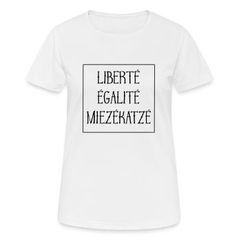 Liberté Égalité Miezekatzé - Rahmen - Farbwechsel - Frauen T-Shirt atmungsaktiv - Weiß - Vorne - AI Model Female 172 dark (172cm)